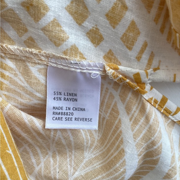 NWT Panama Jack woman's size XL yellow/white linen blend tropical Summer blouse - Picture 5 of 5